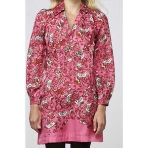 Lilly Pulitzer Wayles Hotty Pink Ring My Chimes‎ Silk Dress Size 8